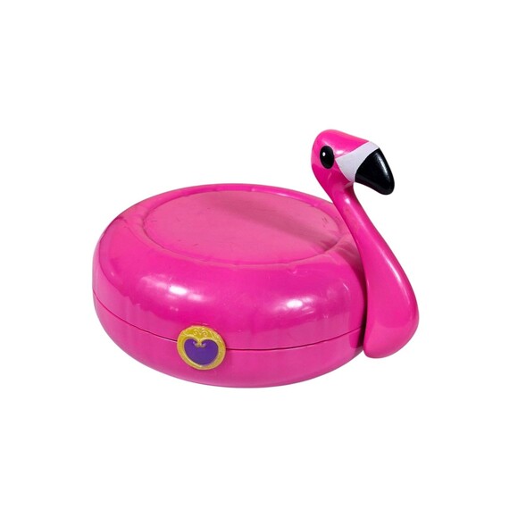 2017 Mattel Polly Pocket Flamingo Floatie Pink Compact Playset Only No Dolls - Picture 1 of 7